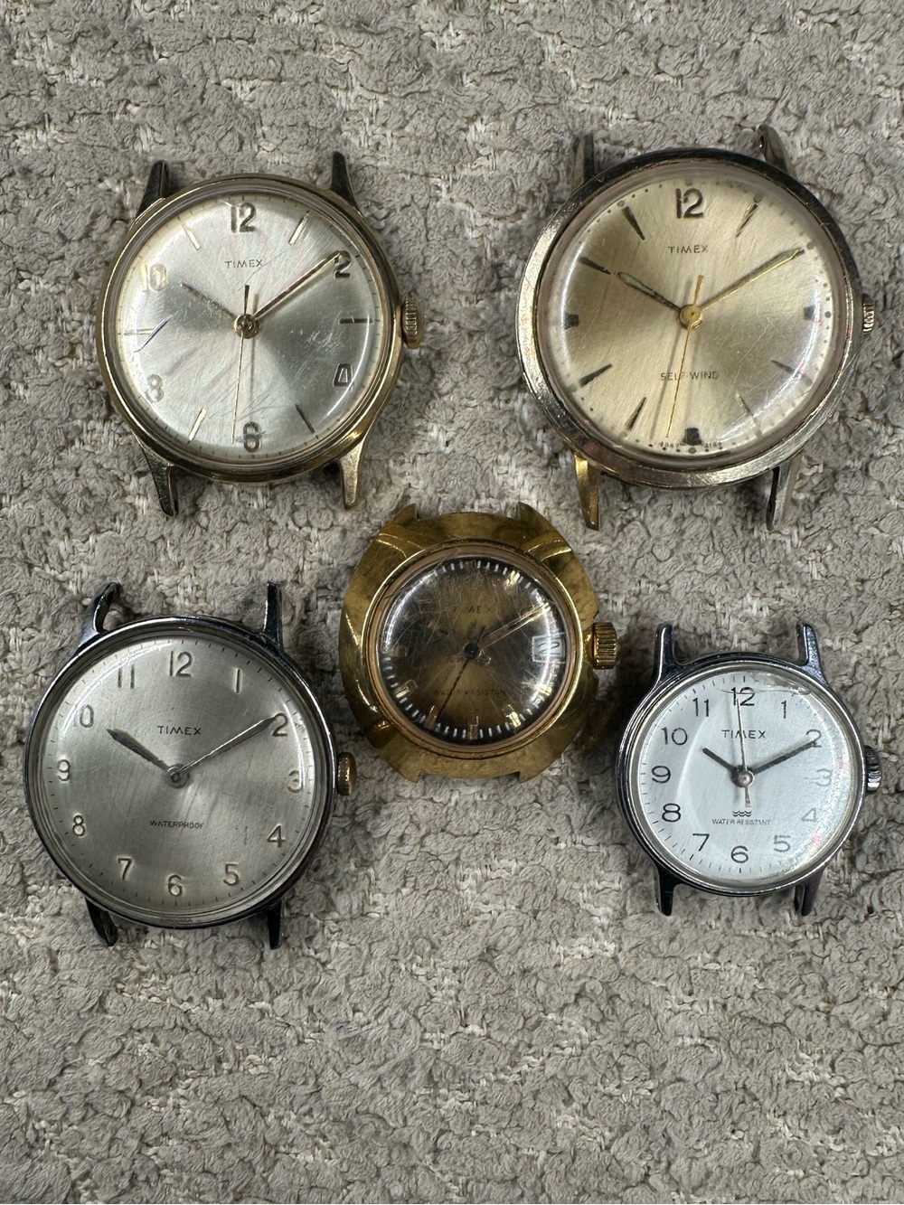 Vintage Timex Men’s Mechanical Watches lot of 5, Untested, For Parts/As Is